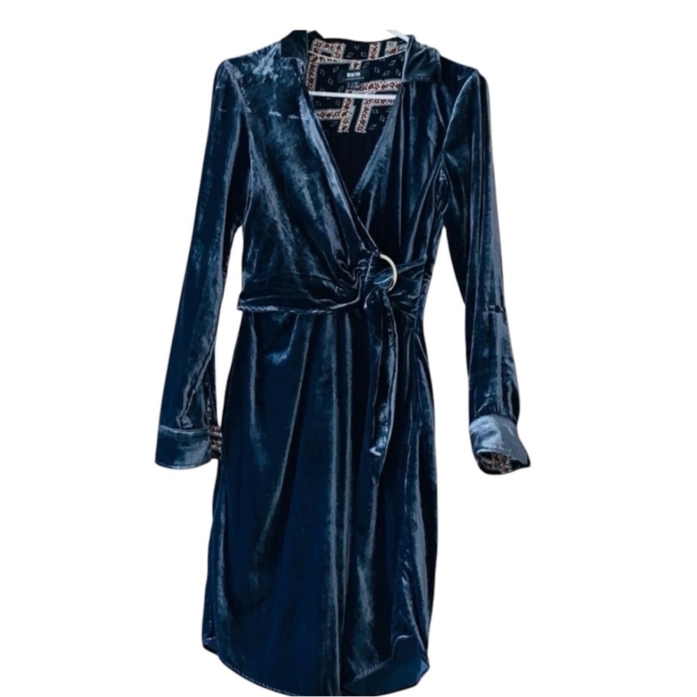 NWT Maeve for Anthropologie Blue Velvet Wrap Shirt Dress Size 0 - Picture 5 of 9